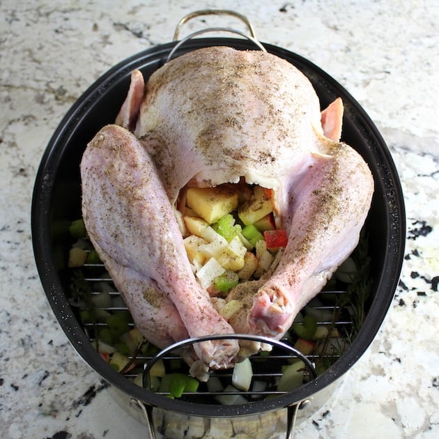 Instructions how to prepare a Thanksgiving Turkey  - adding salt &amp; pepper