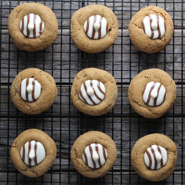 Gingerbread Thumbprint Cookies cooling on wire rack