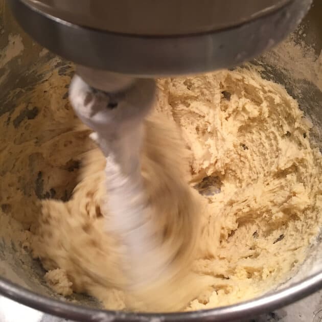 Holiday Biscotti - adding the flour and mixing