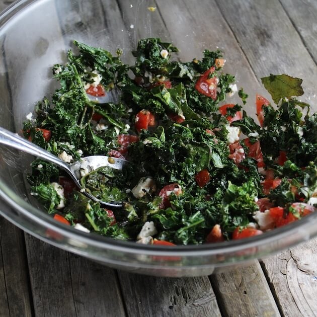 Kale Salad in glass bowl