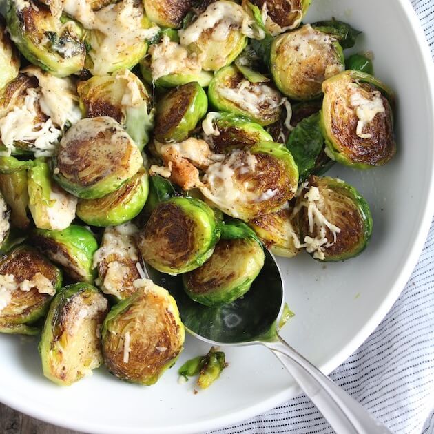 Thanksgiving Menu - Brussels Sprouts With Asiago Cheese
