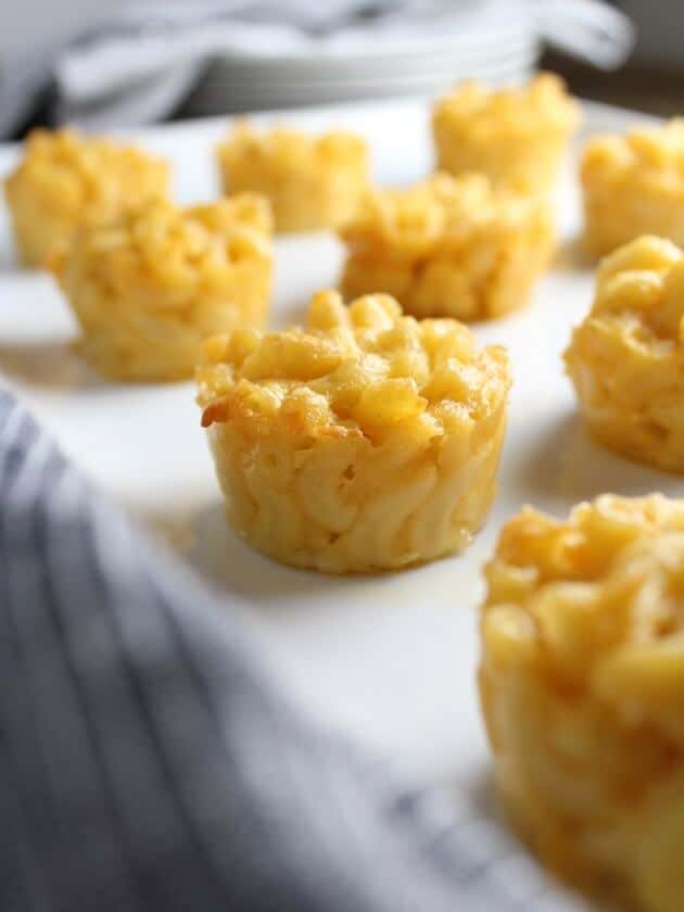 Macaroni and Cheese Appetizers on white plate