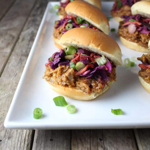 Platter with pulled pork sandwiches