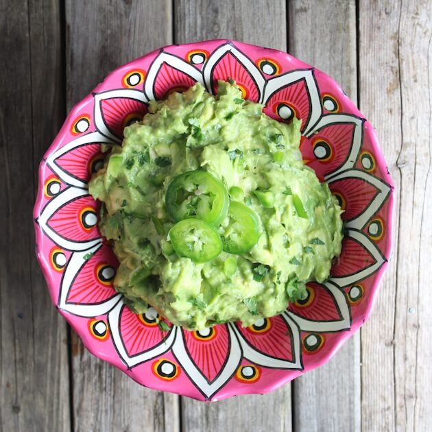 Guacamole in Mexican serving dish