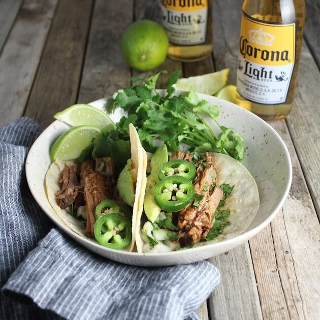 Two tacos with Slow Cooker Beef Barbacoa