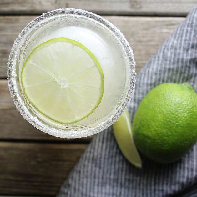 Margarita glass with salted rim