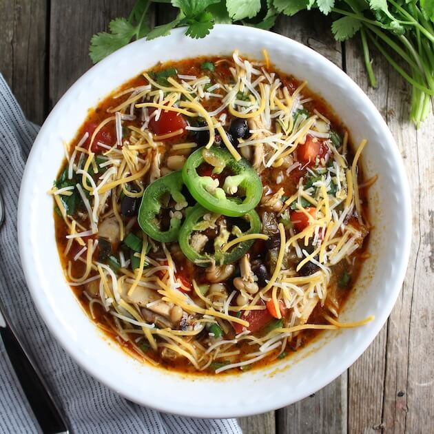 Smoky Chicken Chili in serving bowl