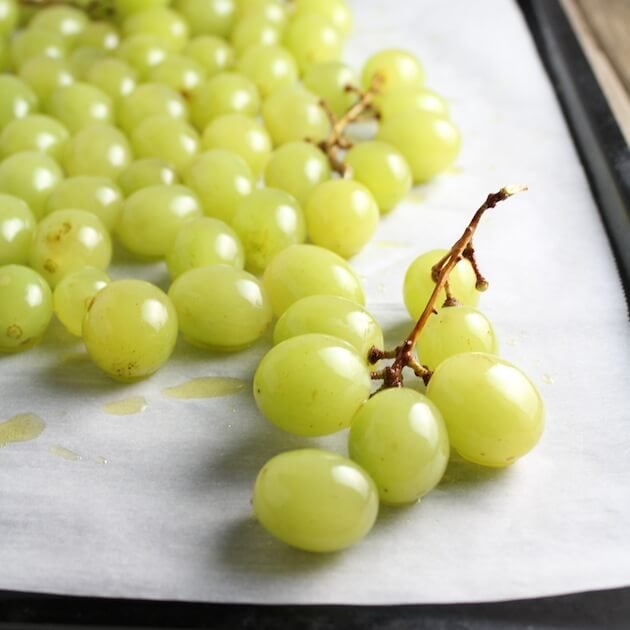 grapes on parchment paper