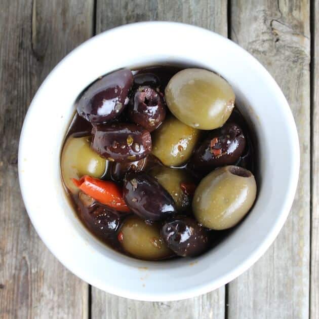 Ramekin of mixed olives