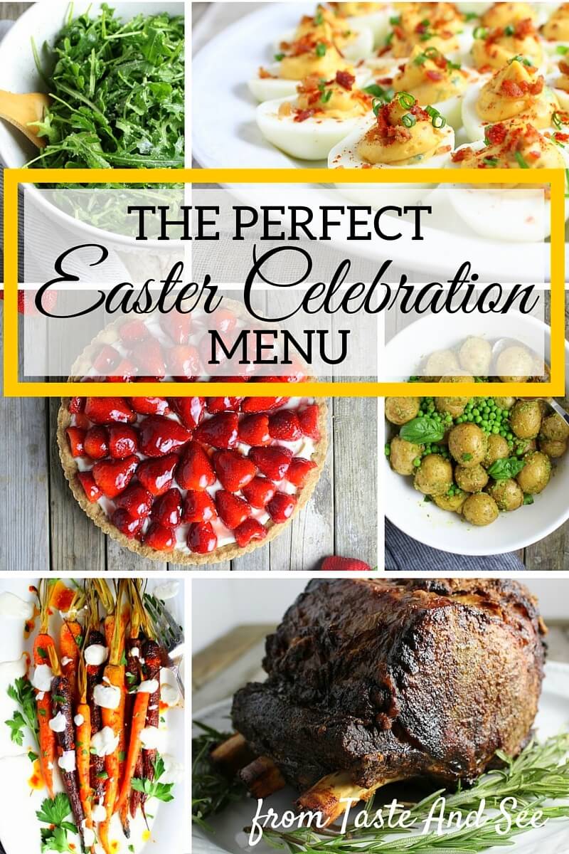 Collage of multiple recipes for Easter Dinner Menu