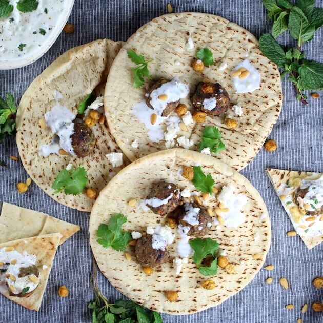 Pita bread with Lamb Meatballs 