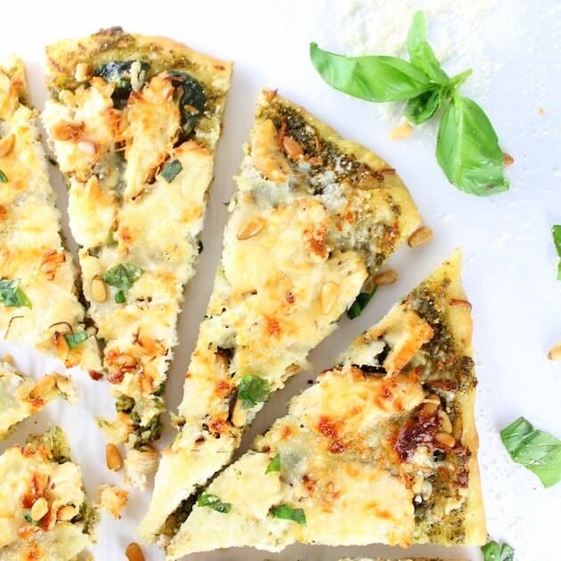 Slices of Chicken Pesto Pizza