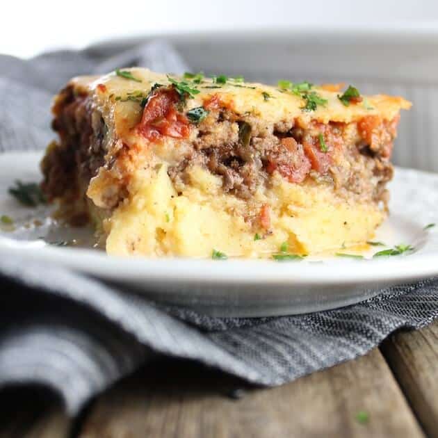 Lasagna With Parmesan Polenta on a plate