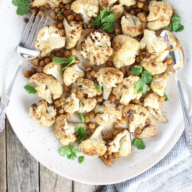 Platter of Roasted Cauliflower And Chickpeas 