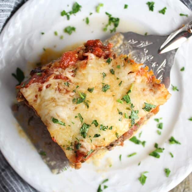 Lasagna with lamb and parmesan polenta