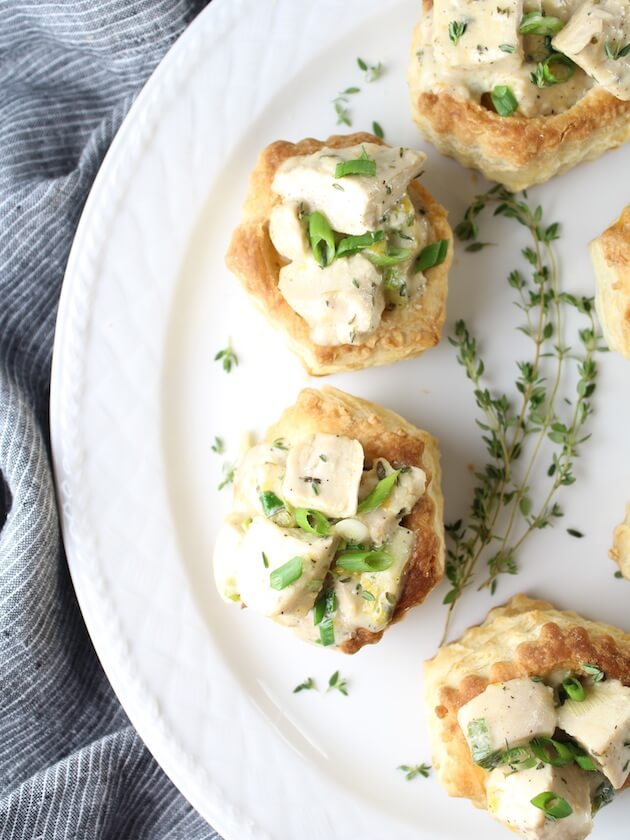 Cheesy Hot Chicken Salad in puff pastry shells