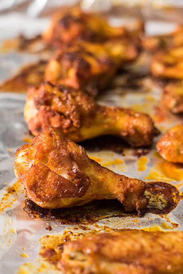 Crispy-Buffalo-Wings-Cooked on parchment paper
