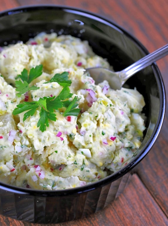 Potato salad in a serving bowl