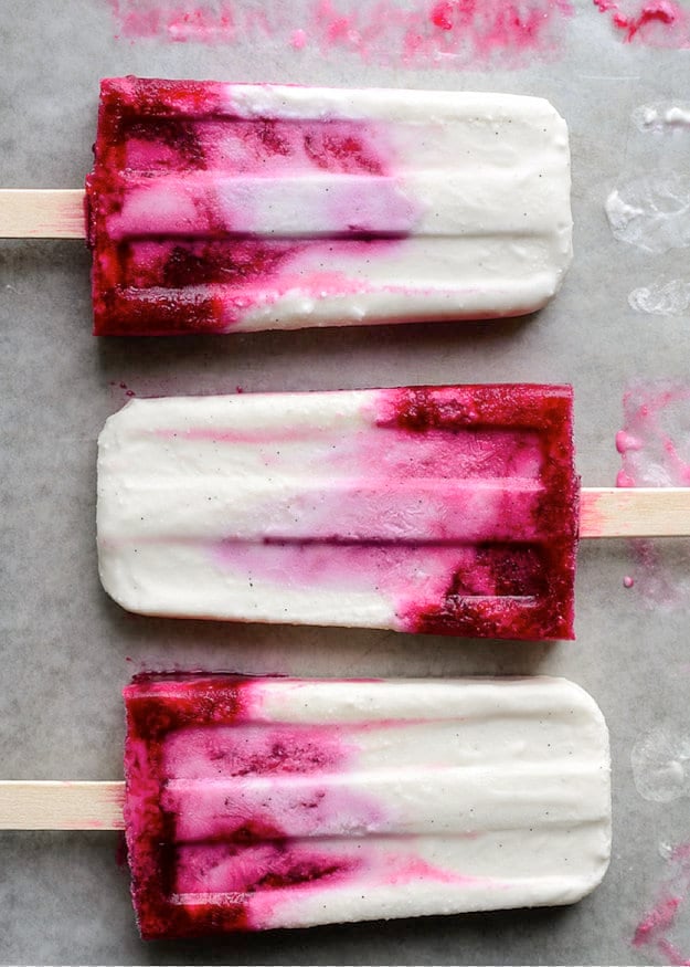 Roasted Strawberries and Cream Popsicles - Fork Knife Swoon