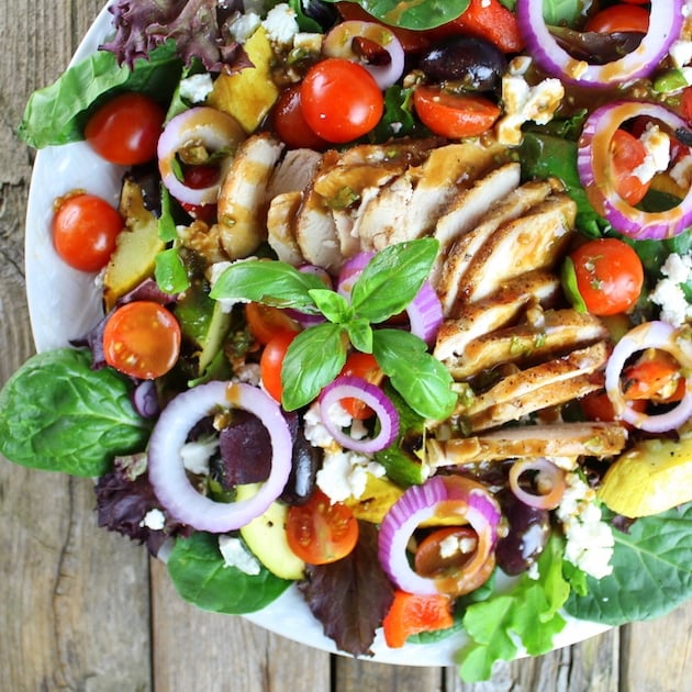 Partial platter of Grilled Mediterranean Chicken Salad 