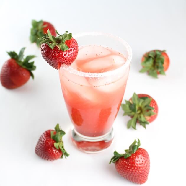 Fresh Strawberry Margarita in a tall glass