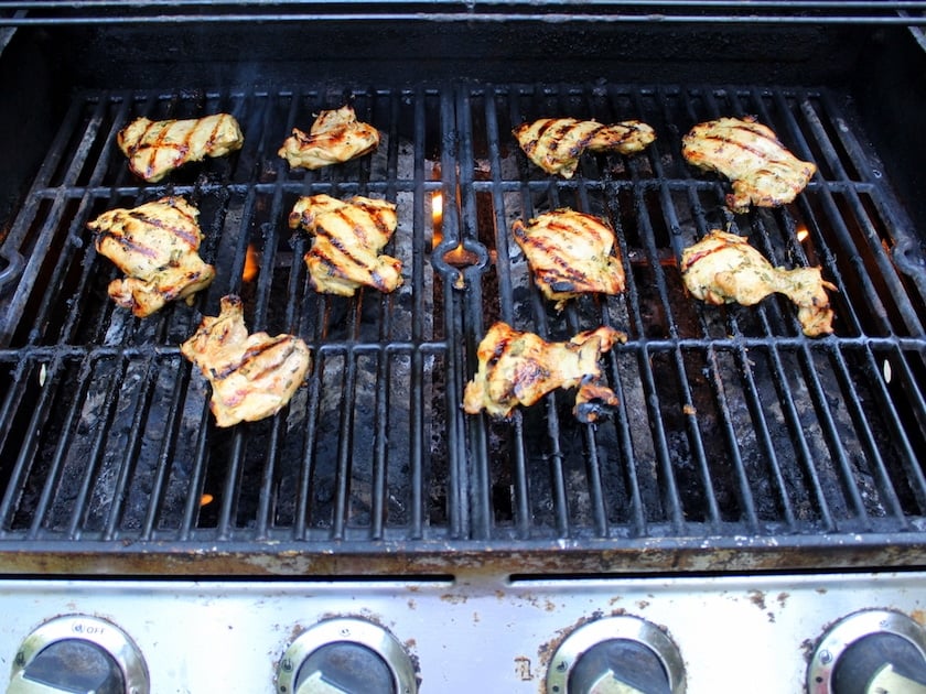 Chicken Thighs on grill with grill marks