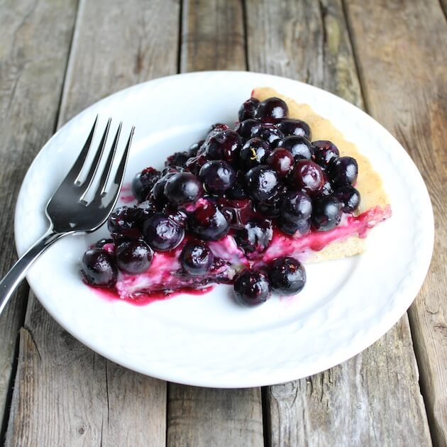 Slice of blueberry shortcake tart