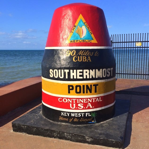 Key West Marker of Southernmost Point in the US, by the gulf of Mexico