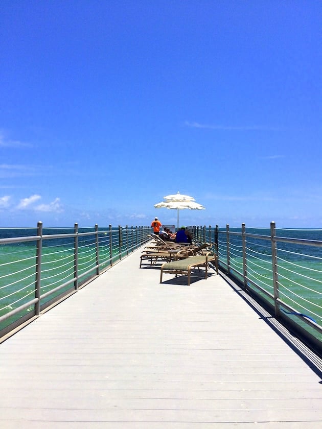 Tanning pier stretching out into Gulf waters at Southernmost Beach Resort in Key West 