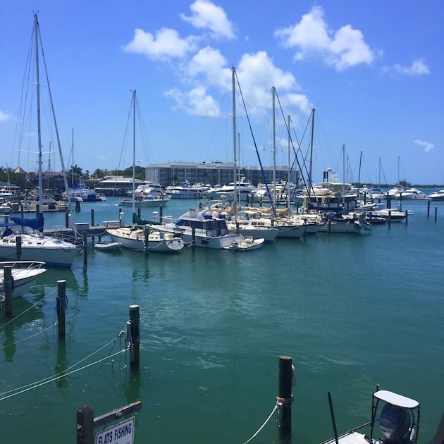 View of small sailboats in harbor Key West Florida