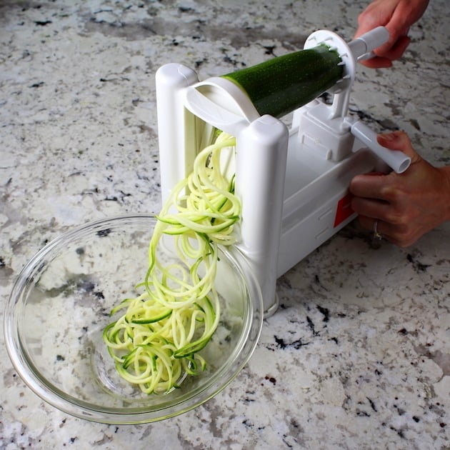 Vegetable Spiralizer making zucchini noodles