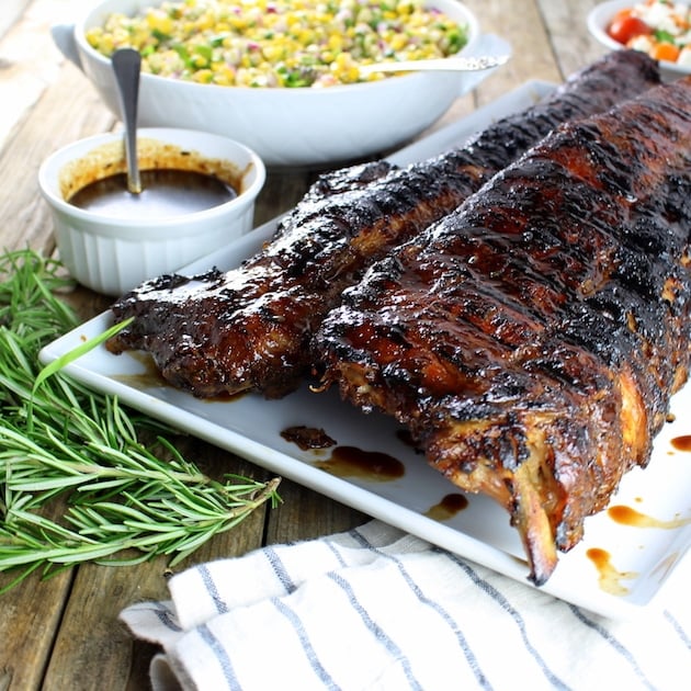 Jalapeño Cilantro Corn Salad and Balsamic Baby Back Ribs