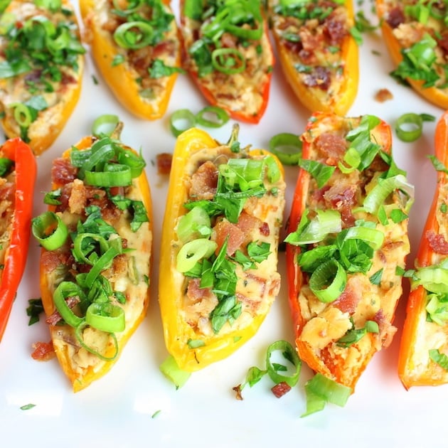 Closeup stuffed mini peppers
