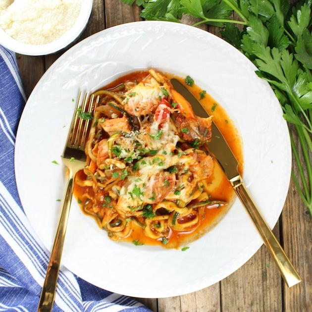 Italian sausage with peppers and zoodles