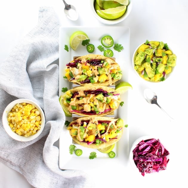 Fish Tacos with Mango Guacamole