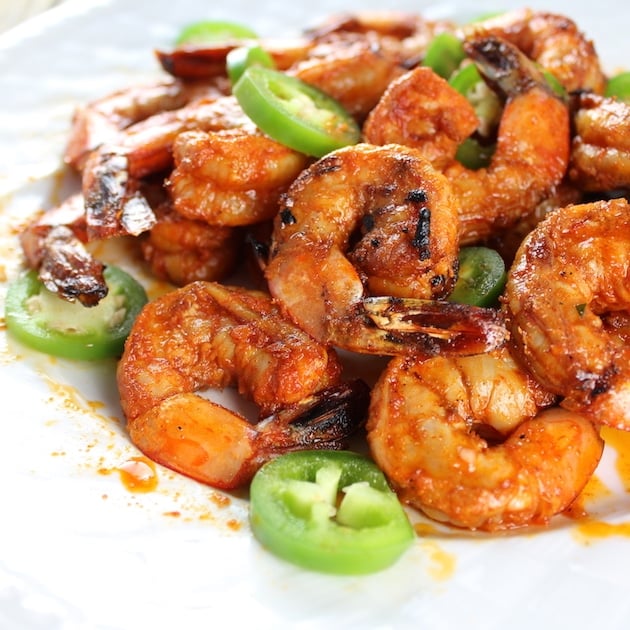 close up spicy grilled shrimp