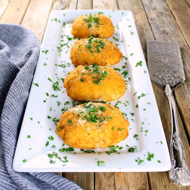 Platter of Breaded Broccoli Cheese Chicken