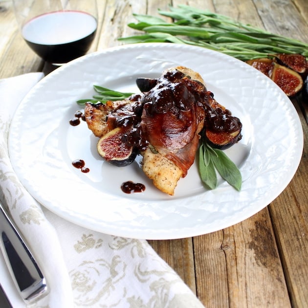 A plate of Chicken Saltimbocca on a table