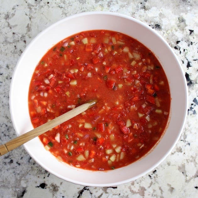 A bowl of Gazpacho 