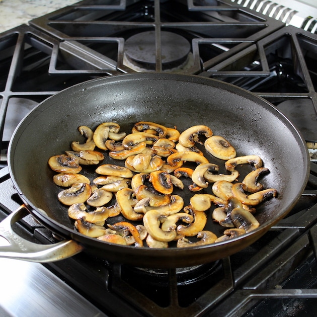 Mushrooms cooked in saute pan