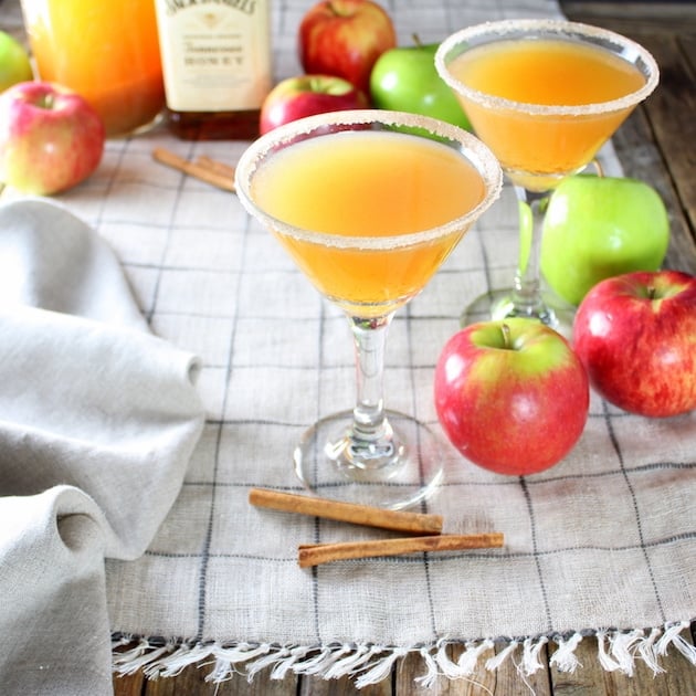 Apple Cider Honey Jack Martinis on farm table