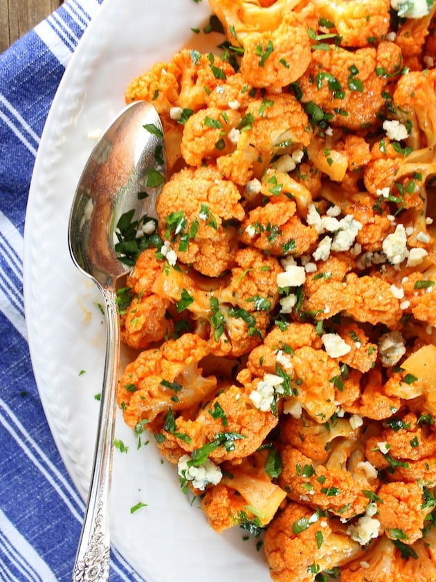 Partial platter of Buffalo Cauliflower 