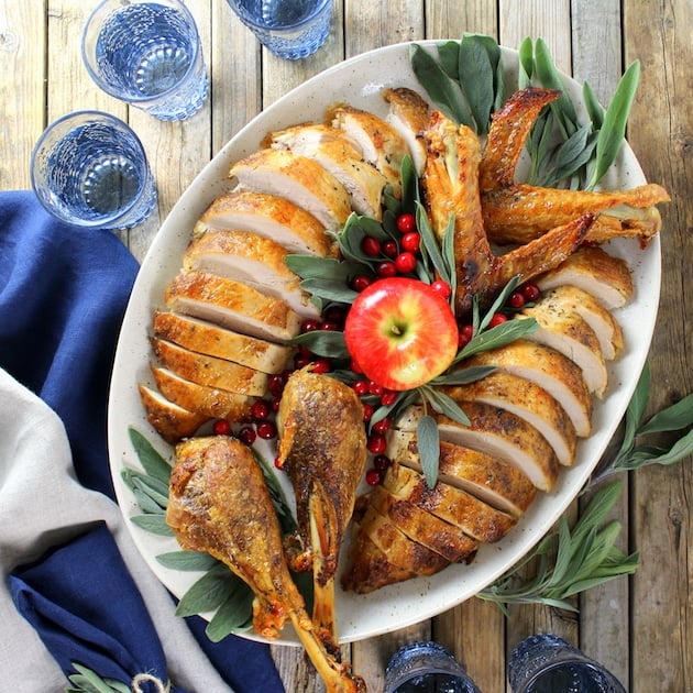 Thanksgiving Turkey carved on platter