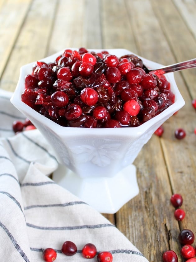 Cranberry And Dried Cherry Sauce in serving dish