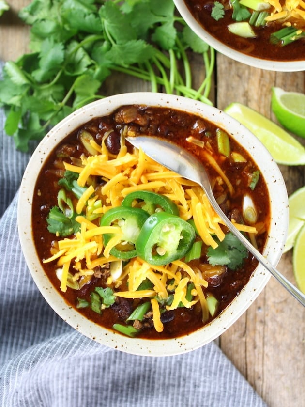 Bowl of stout beer chili