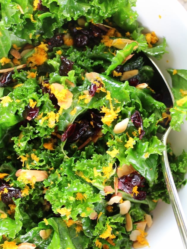 Closeup Kale Orange Cranberry Salad