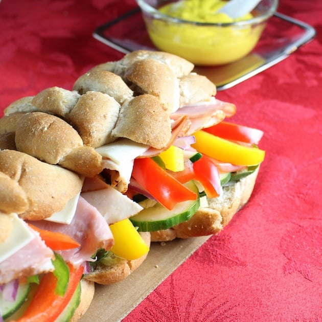 A sandwich sitting on top of a table