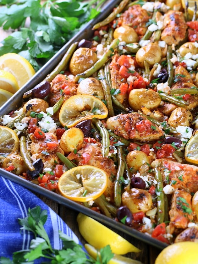 Greek Chicken Sheet Pan with Green Beans and Feta