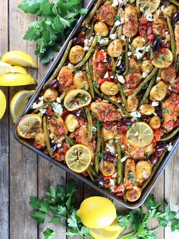 Greek Chicken Dinner with Green Beans and Feta