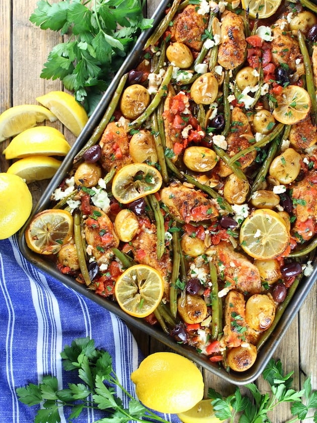 Greek Chicken Sheet Pan Dinner with Green Beans And Feta